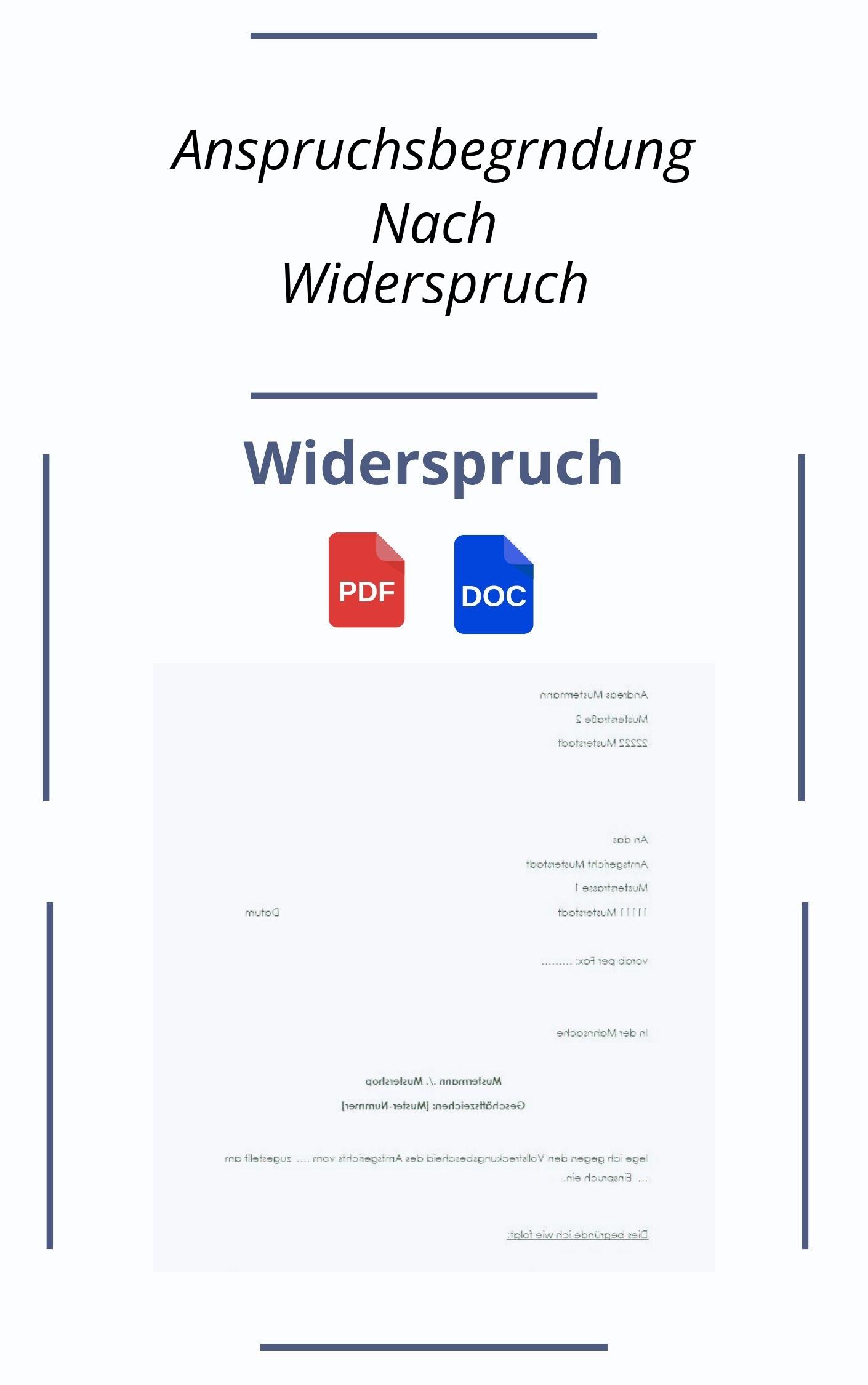 Anspruchsbegründung Nach Widerspruch