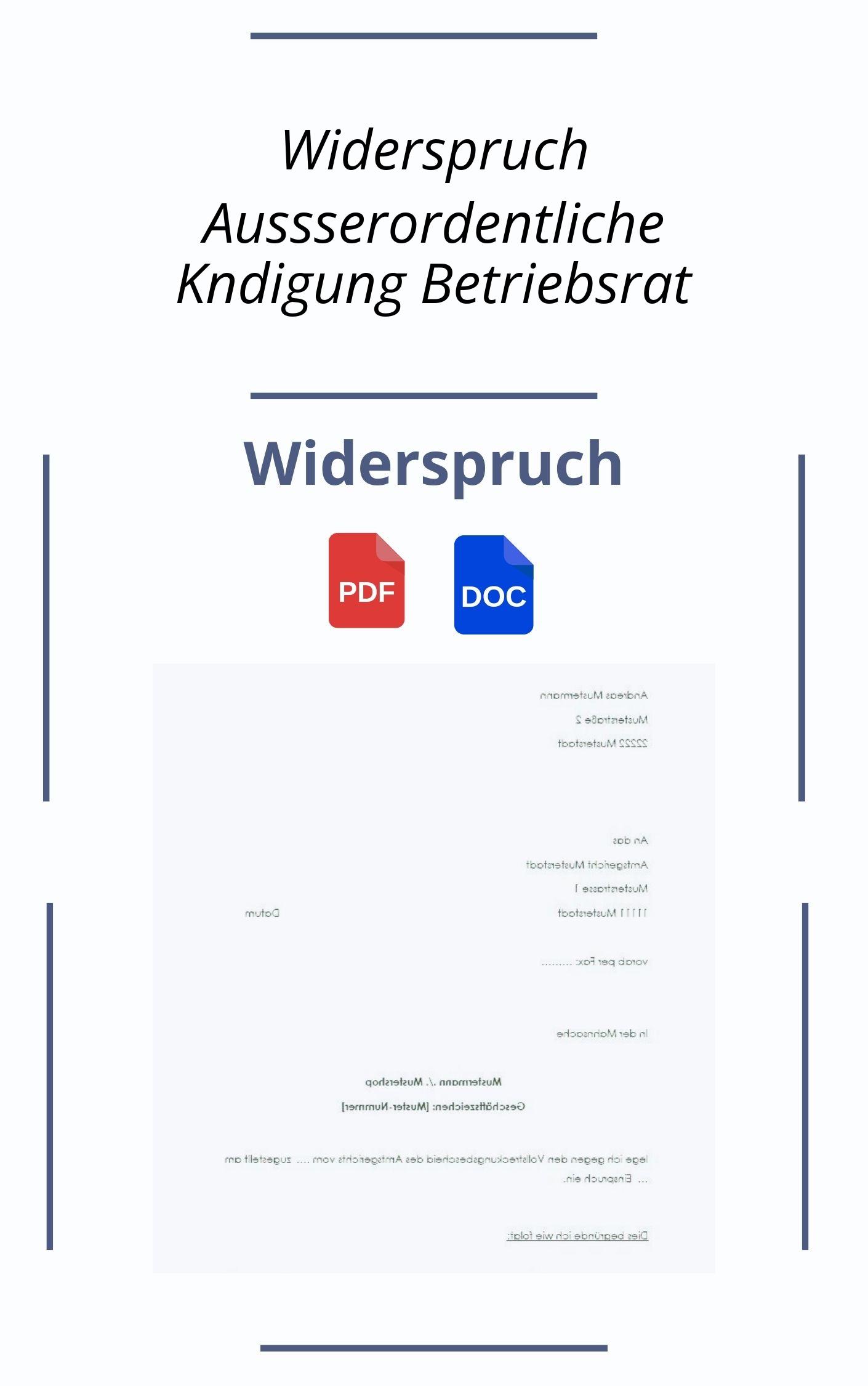 Widerspruch Außerordentliche Kündigung Betriebsrat