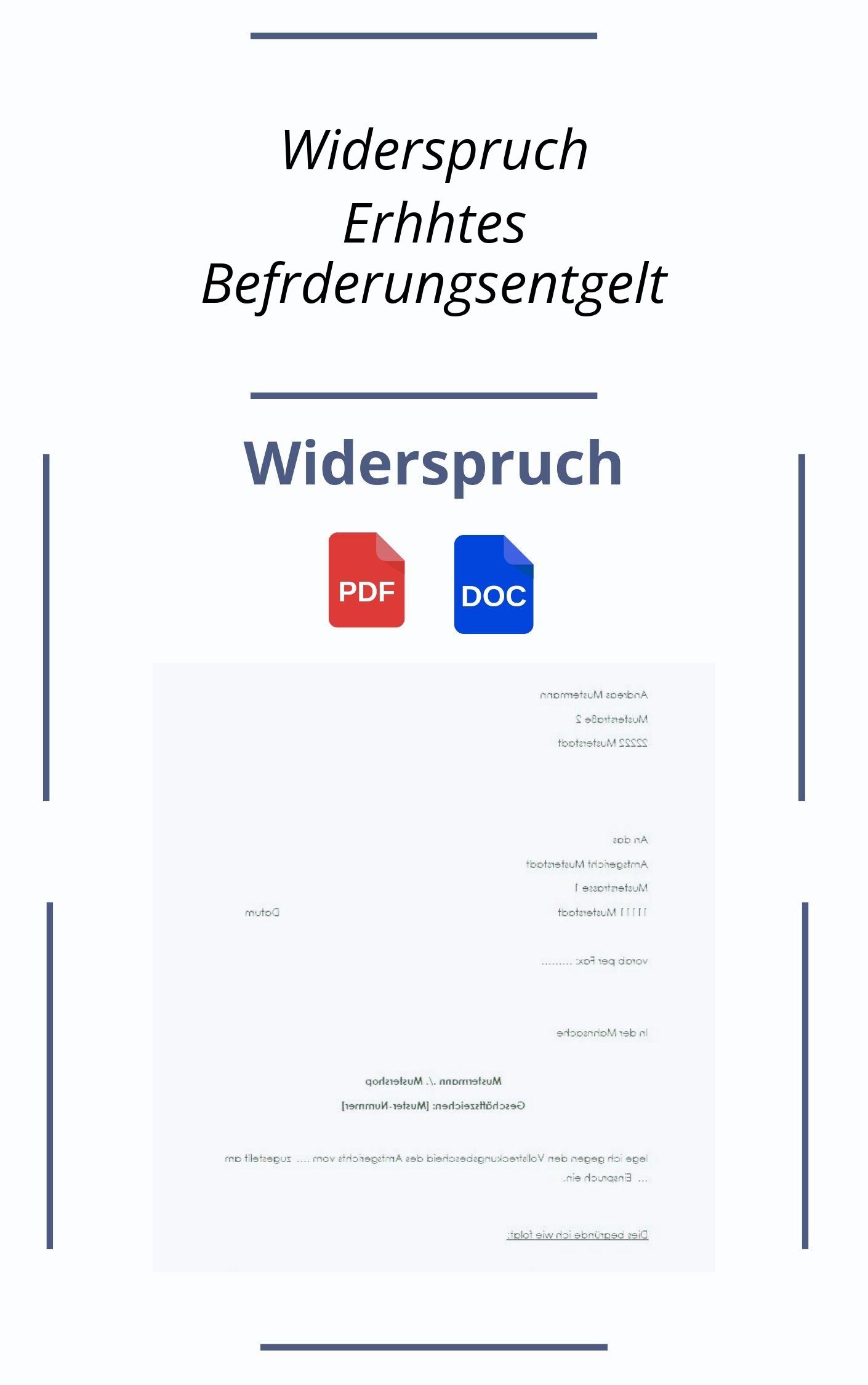 Widerspruch Erhöhtes Beförderungsentgelt