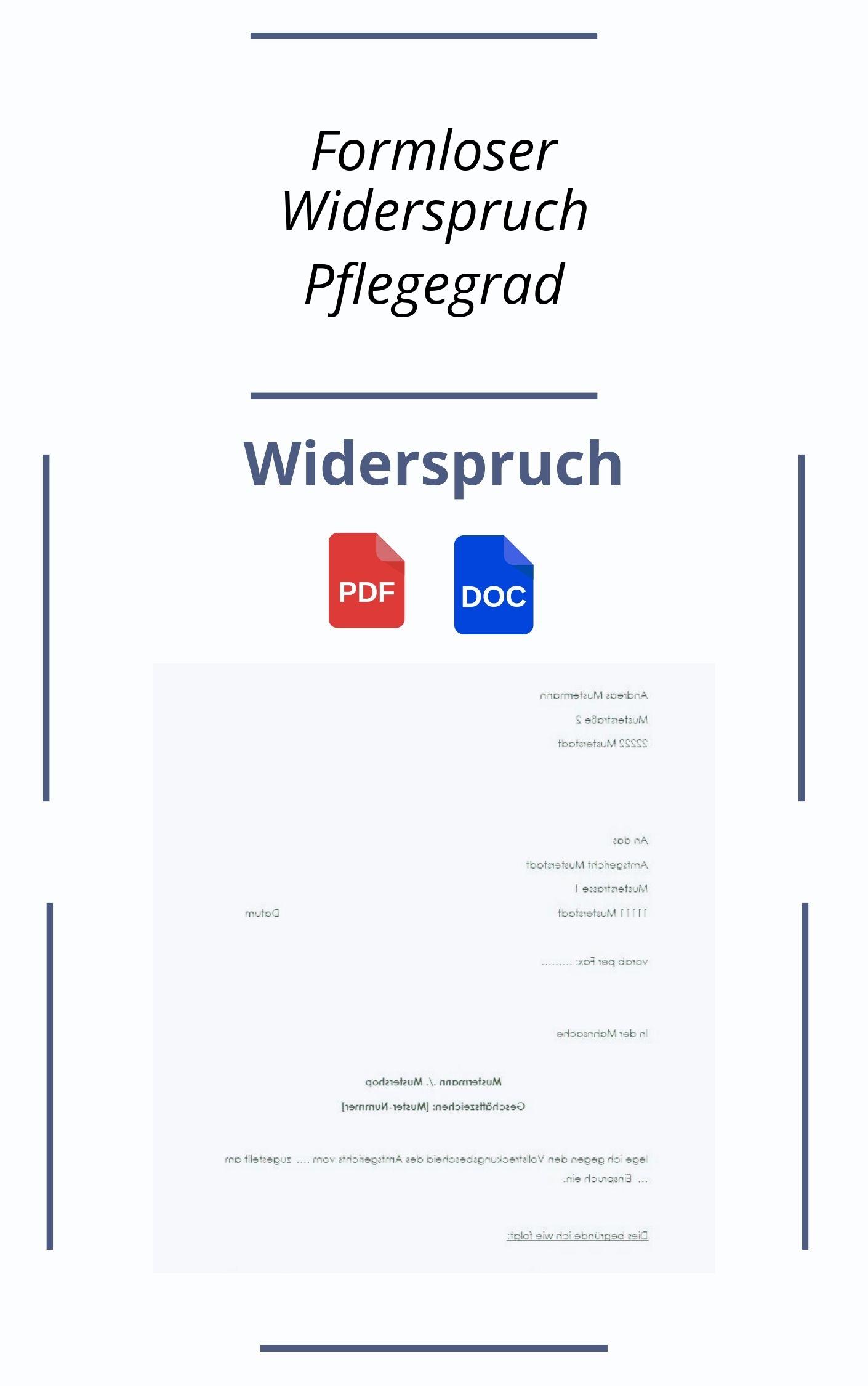 Formloser Widerspruch Pflegegrad