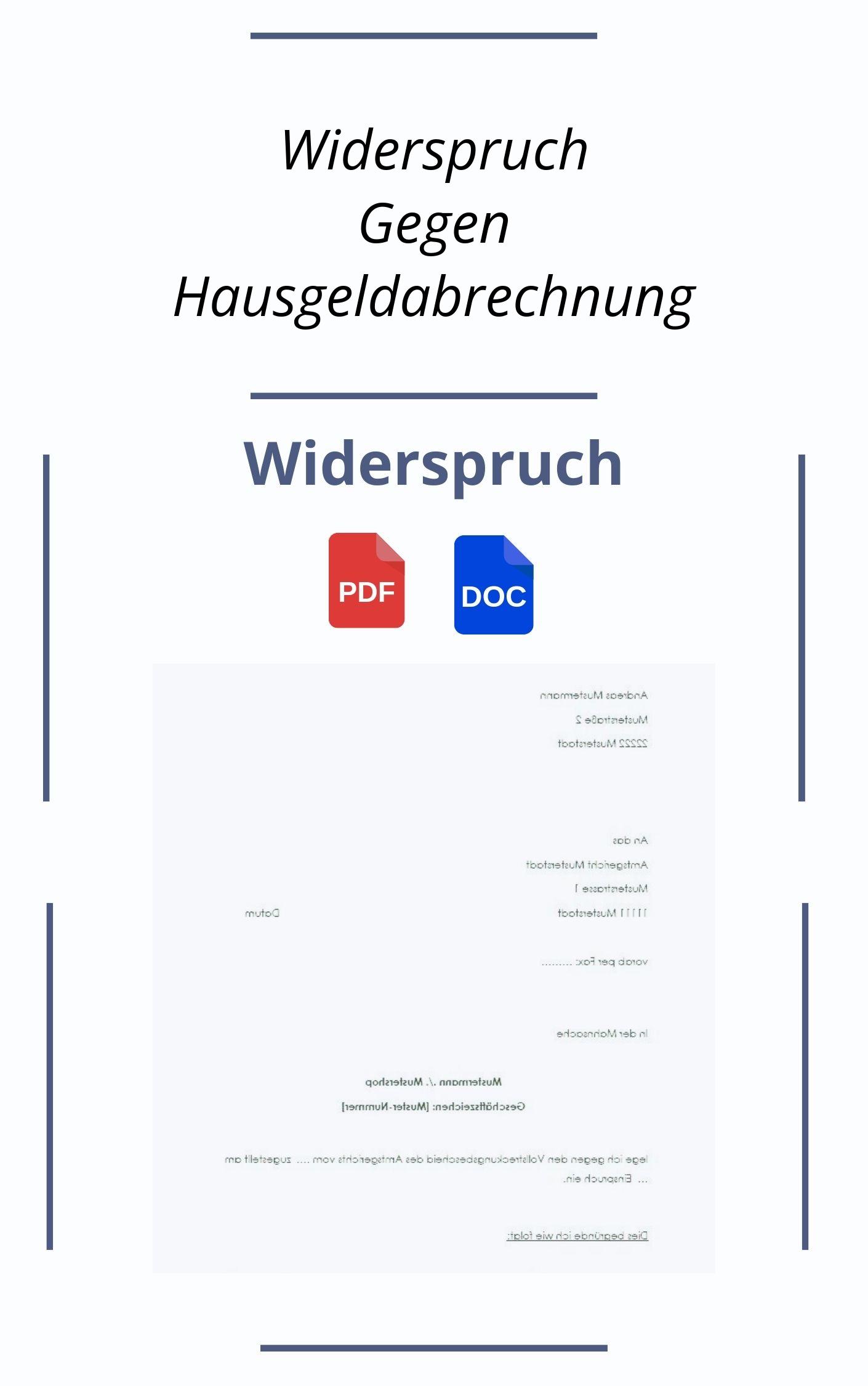 Widerspruch Gegen Hausgeldabrechnung