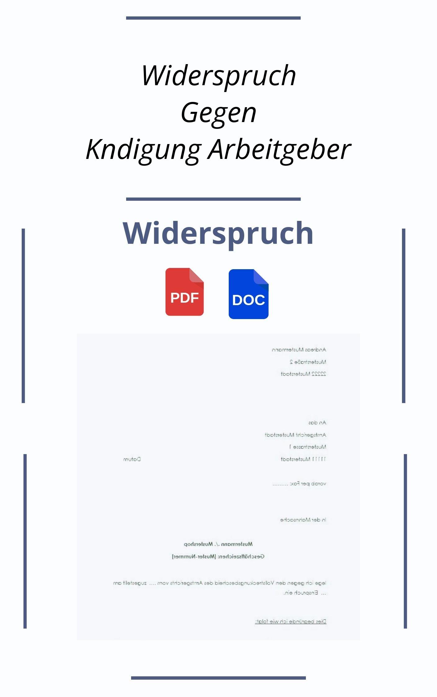 Widerspruch Gegen Kündigung Arbeitgeber