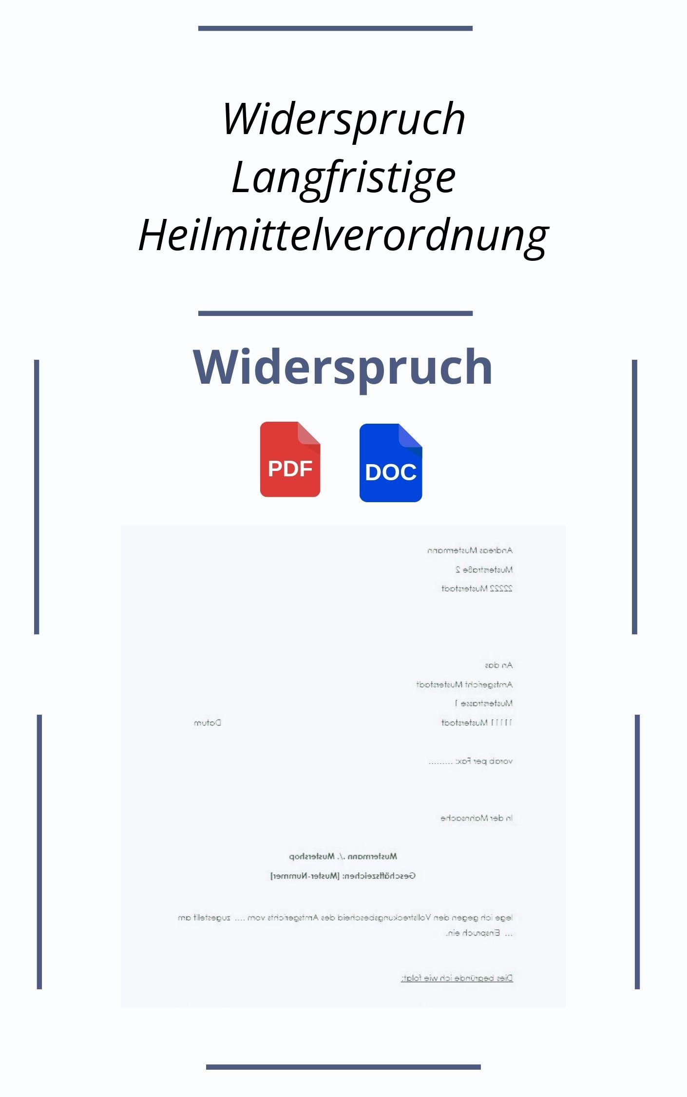 Widerspruch Langfristige Heilmittelverordnung