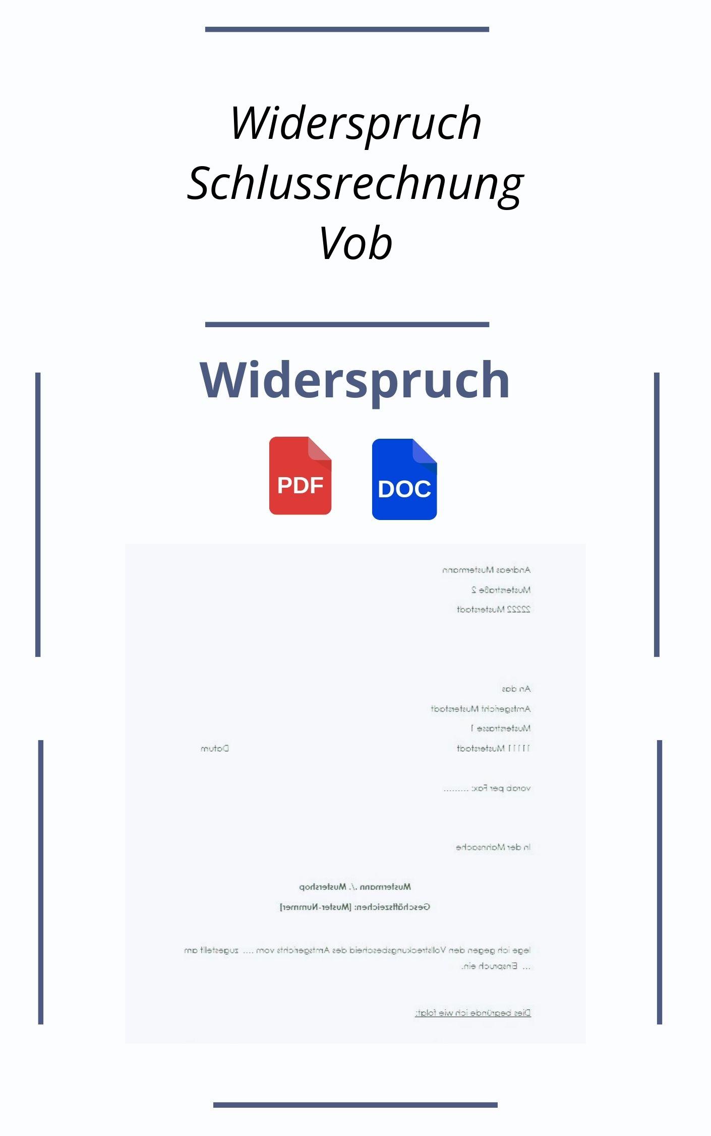 Widerspruch Schlussrechnung Vob