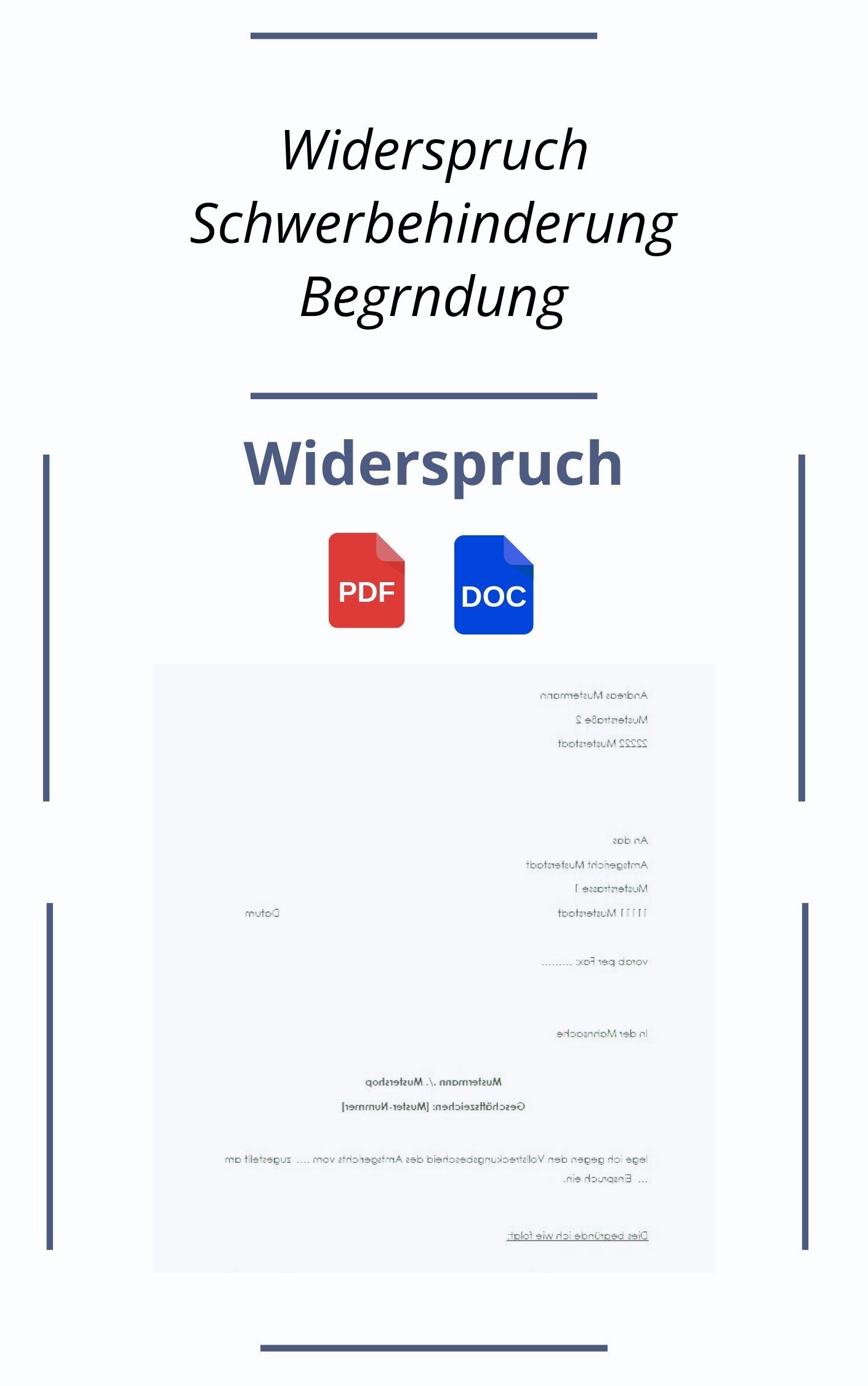 Widerspruch Schwerbehinderung Begründung