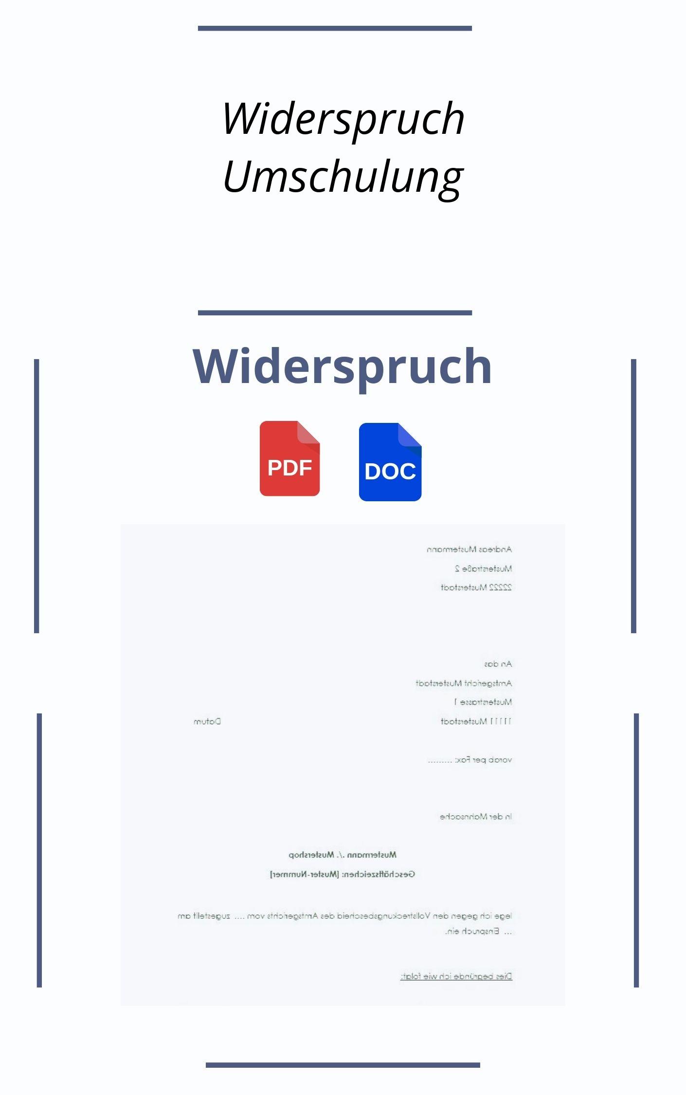 Widerspruch Umschulung