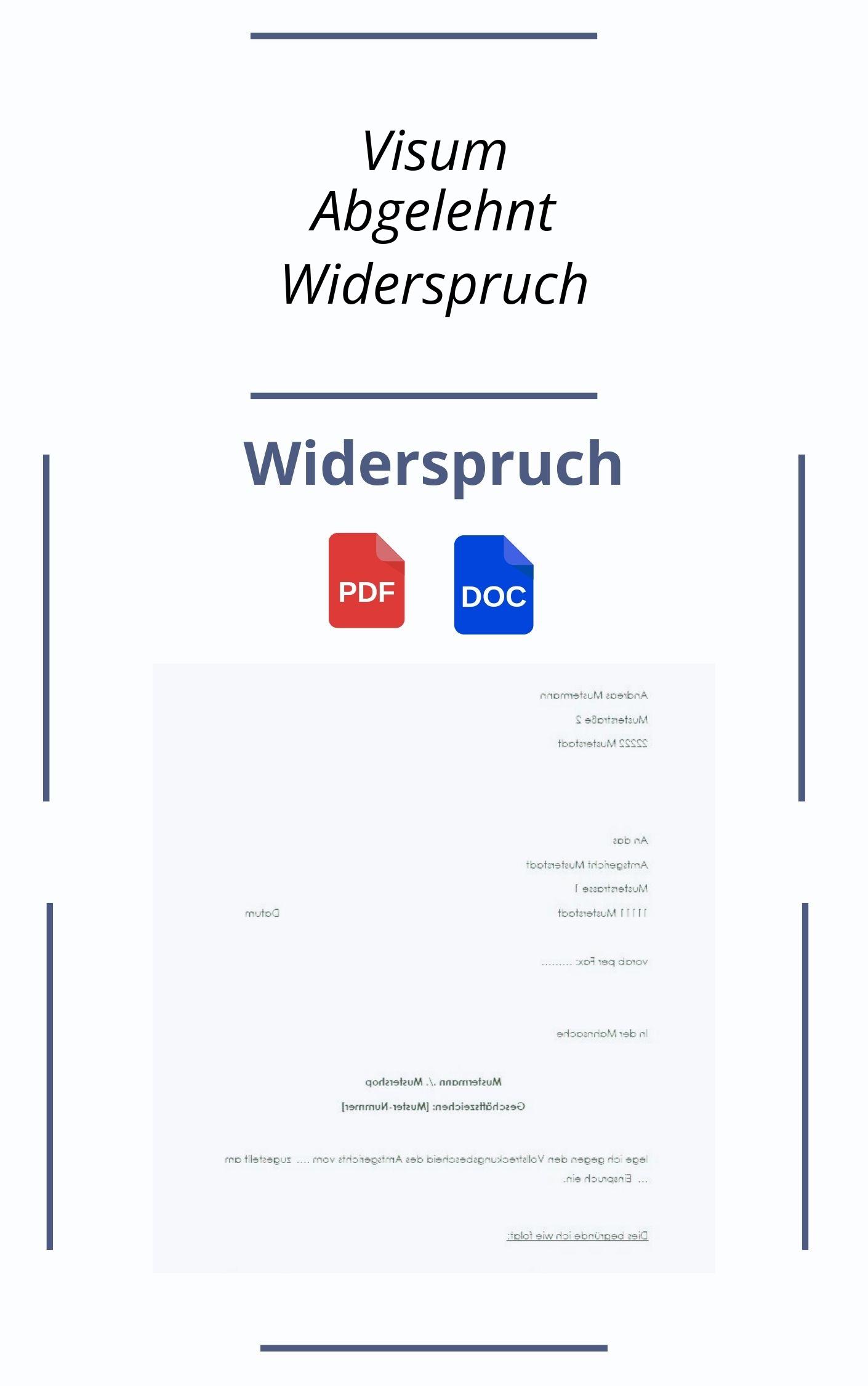 Visum Abgelehnt Widerspruch - Muster Vorlage