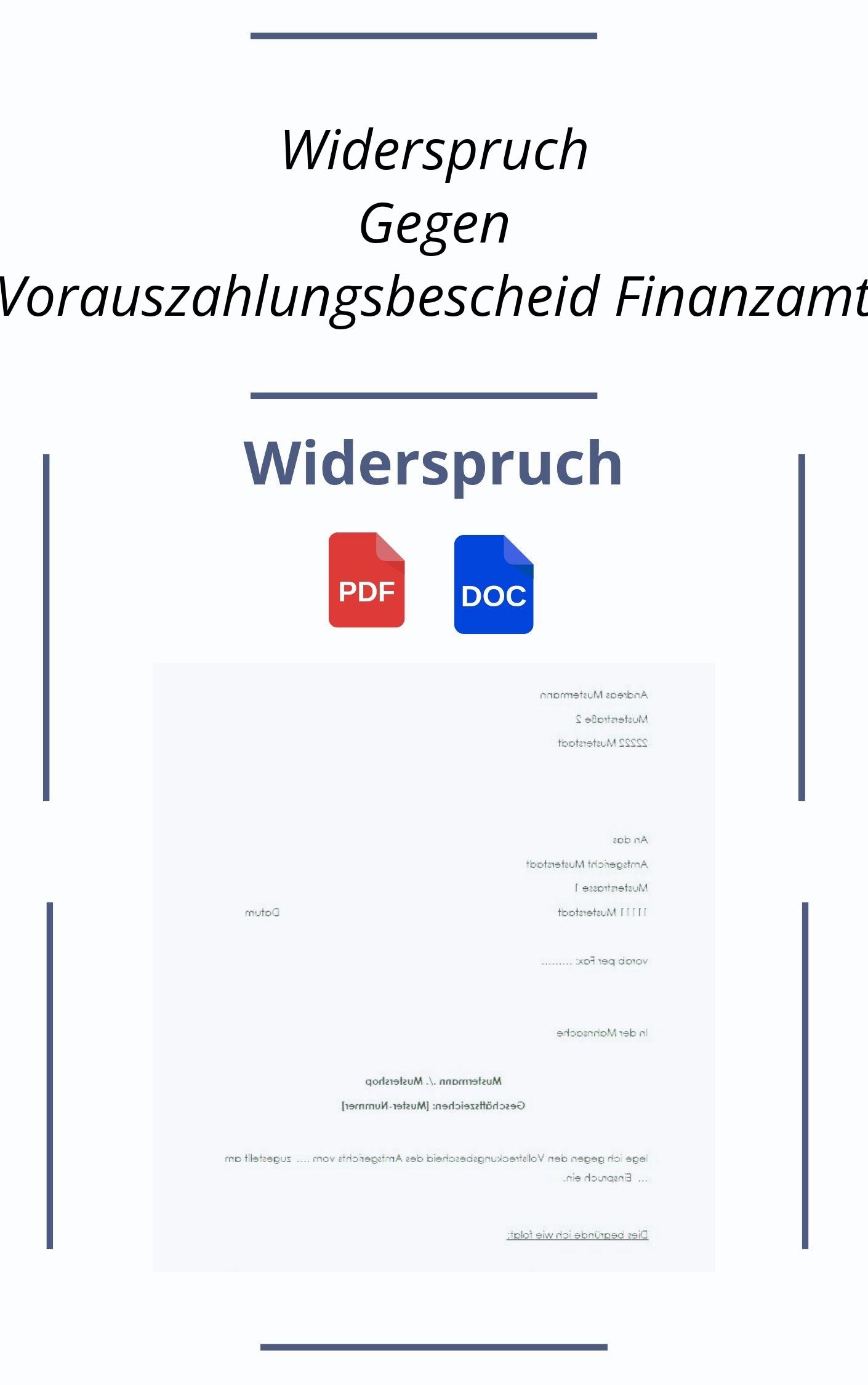 Widerspruch Gegen Vorauszahlungsbescheid Finanzamt